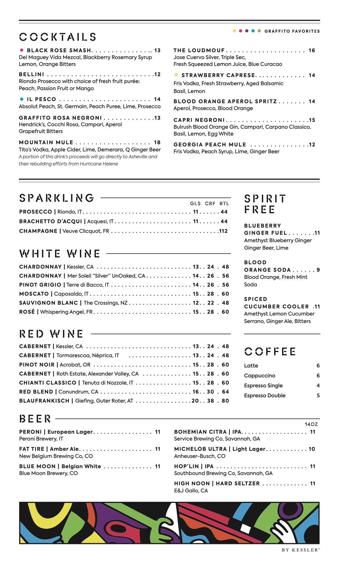 Graffitto drinks menu